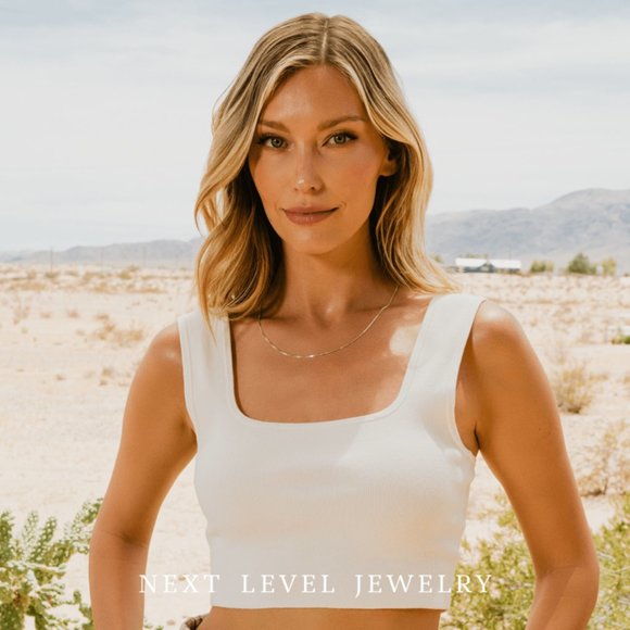 1mm Italy Sterling Silver Box Chain Necklace - Picture 4 of 9